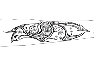 Sicilian Forearm tribal sleeve with patterns and symbols tattoo idea