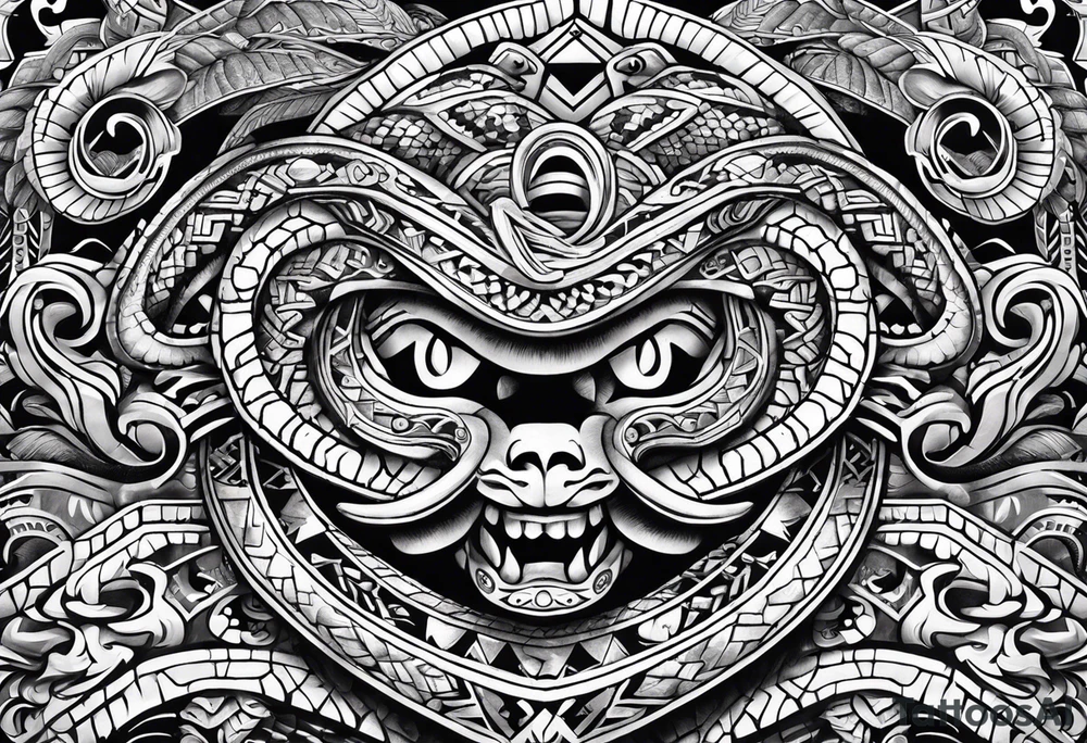 aztec snakes together tattoo idea