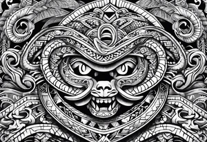 aztec snakes together tattoo idea