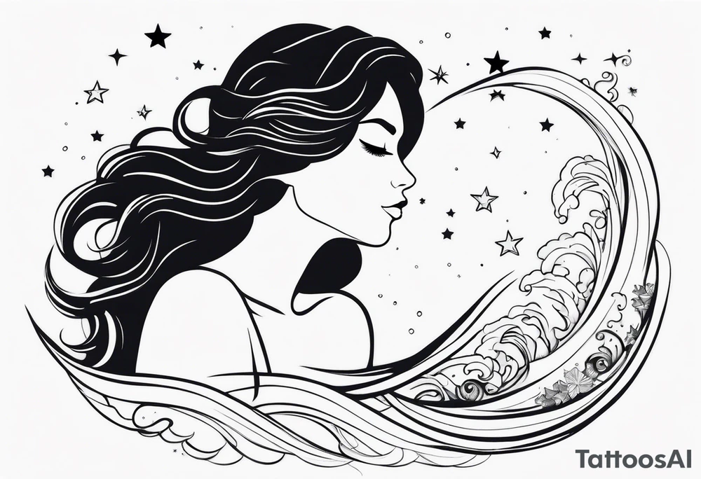 sereia com estrelas do mar tattoo idea