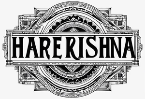 Hare krishna typography with a powerful symbol tattoo idea