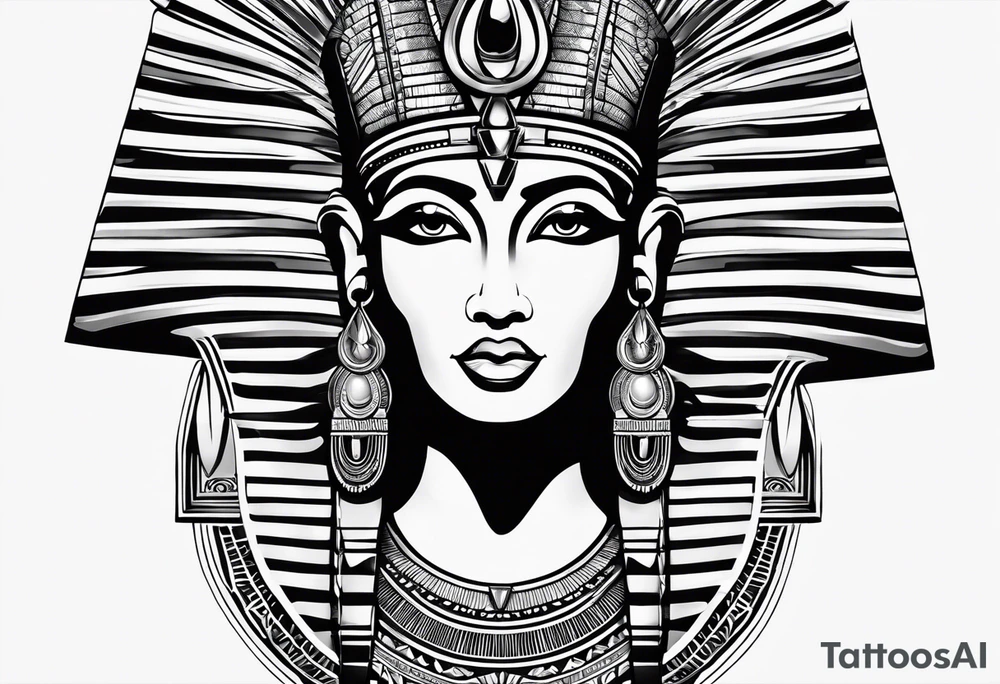 black and white Egyptian goddess Isis tattoo idea