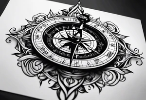 Music note compass tattoo idea