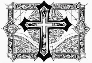 Christian cross mural tattoo idea