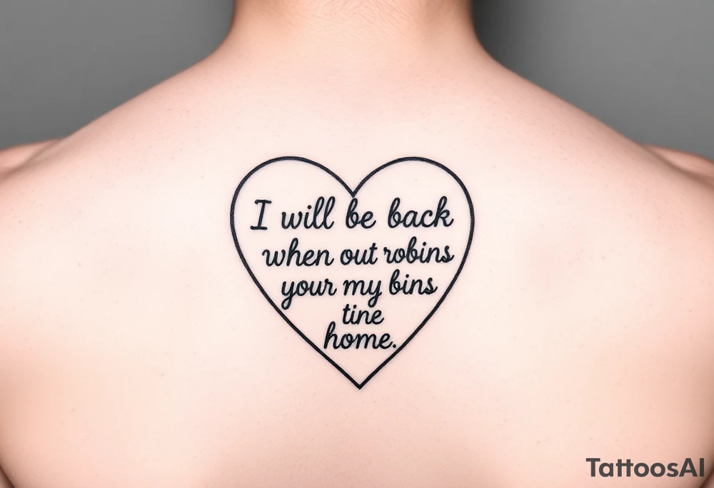heart outline with the Words "I will be back when the robins come home" tattoo idea