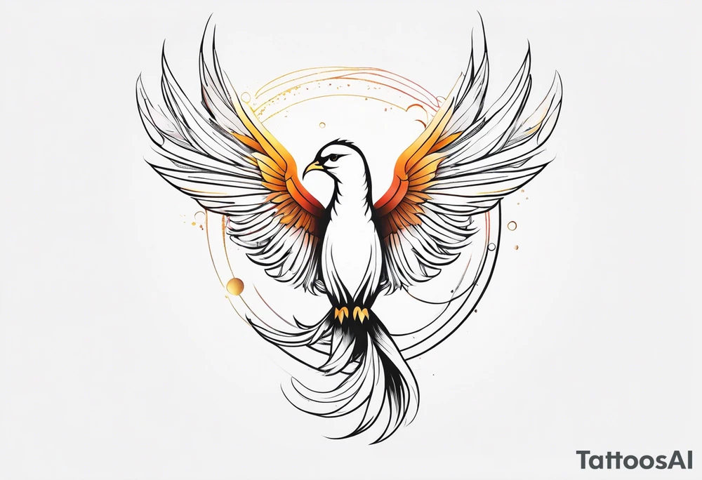 fine line phoenix tattoo idea