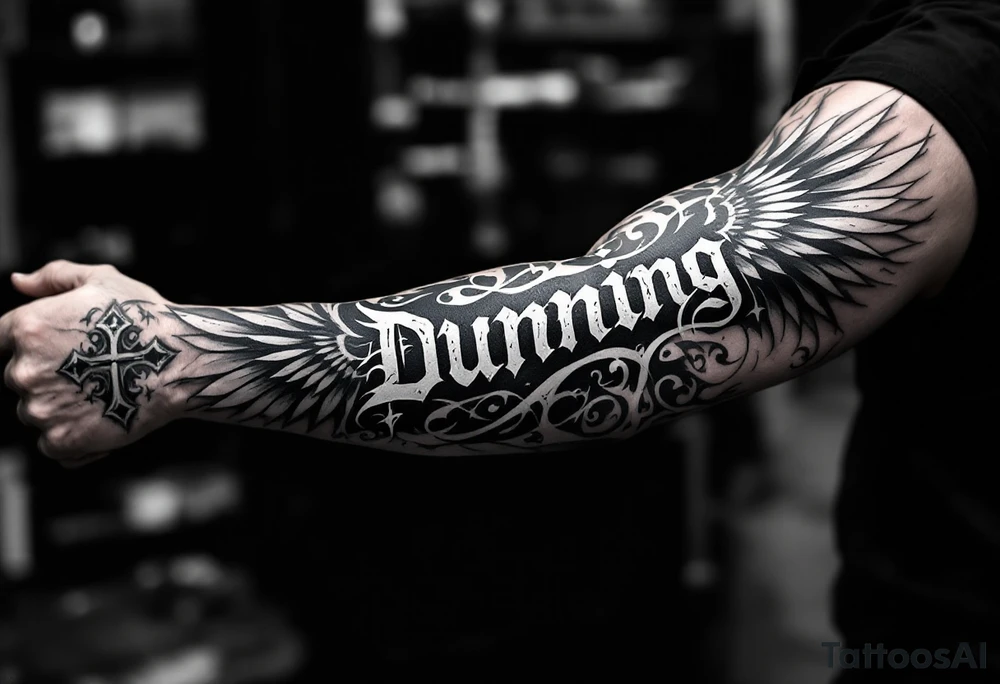 Dunning, Romanian theme,cross,tribal patterns, bird wings tattoo idea