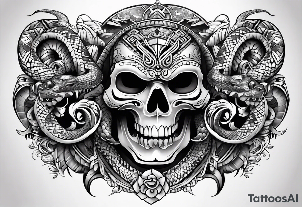 aztec snake sleeve tattoo idea