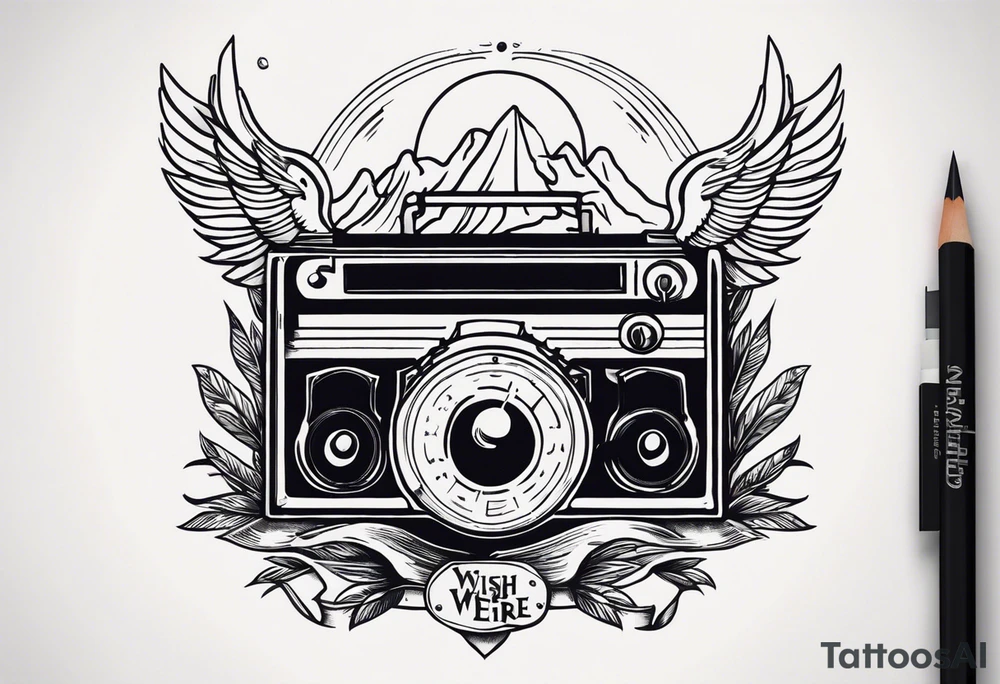 Create a tattoo design of a album cover wish you were here tattoo idea