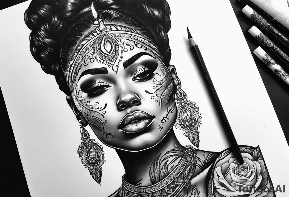 black women with skull and burning candle tattoo tattoo idea