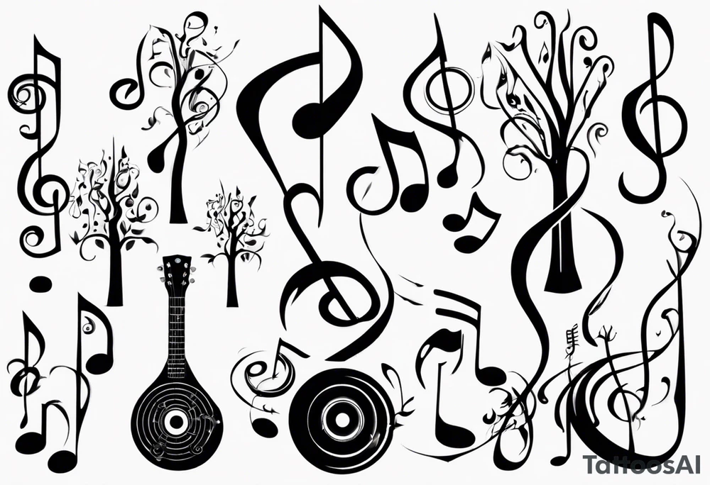 music speaker note tree stave notes tattoo idea