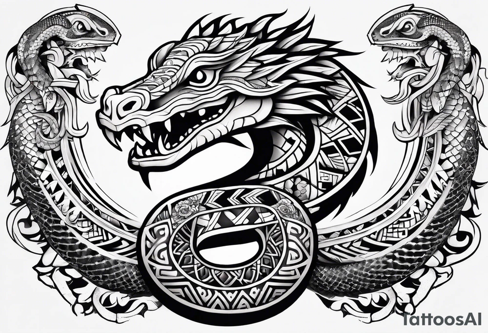 aztec snake sleeve tattoo idea