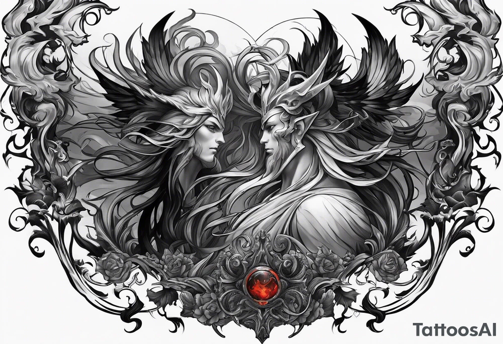 Hades underworld side profile tattoo idea