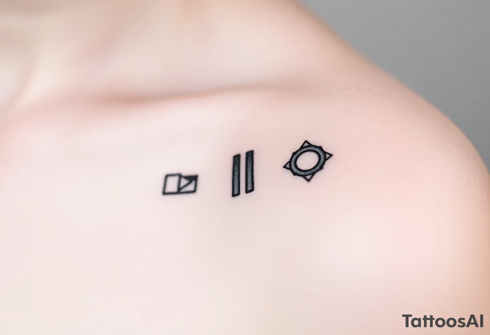 Powerful symbolic of play button, pause button, stop button and rewind tattoo idea