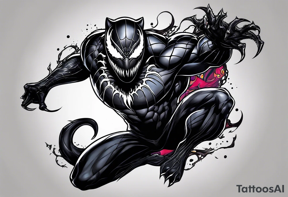 venom symbiote  merged with the black panther tattoo idea