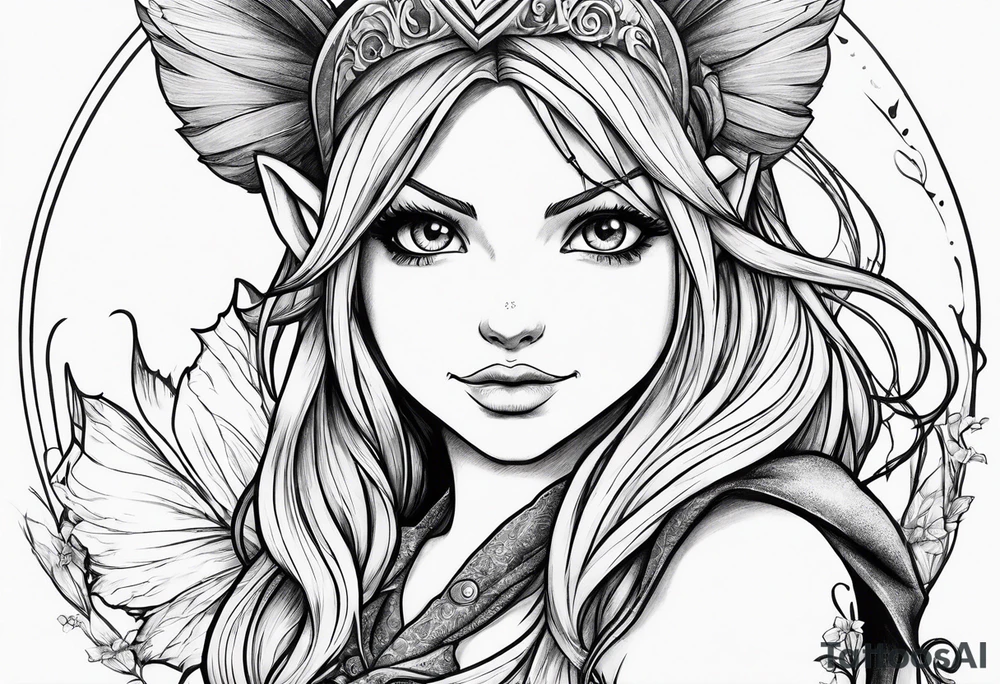 A fairy with a tail inspired by the logo of the show called Fairy Tail tattoo idea