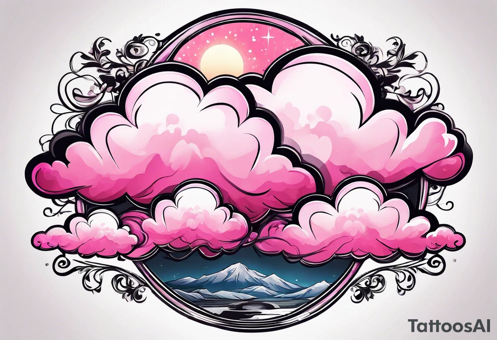 pink fluffy clouds tattoo idea