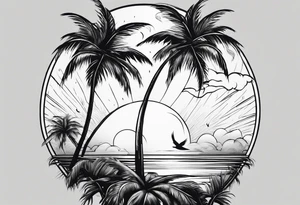 . angel sun palm trees tattoo idea