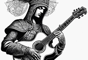 Armor of God with guitar tattoo idea