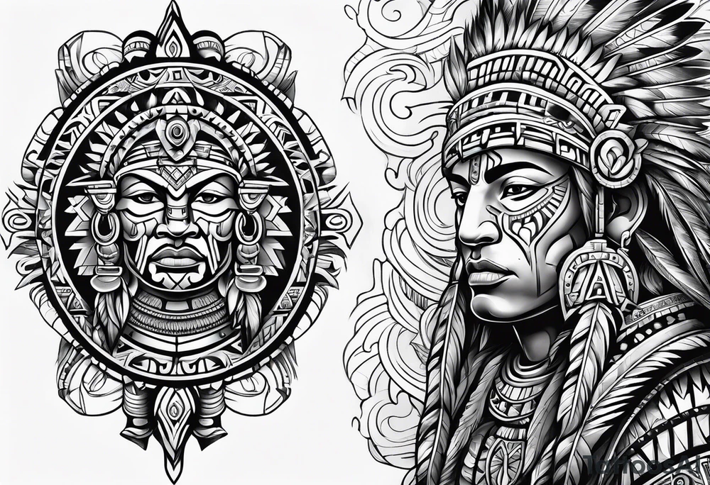 aztec style art tattoo idea