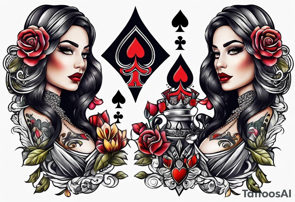 Latin Queen Of Spades tattoo sleeve hentai tattoo idea