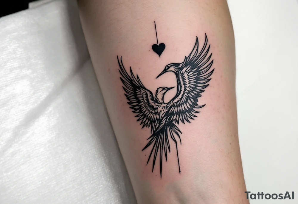 deux corbeau
épée 
un crane
un coeur tattoo idea