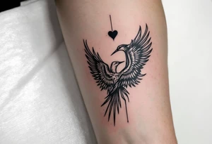 deux corbeau
épée 
un crane
un coeur tattoo idea