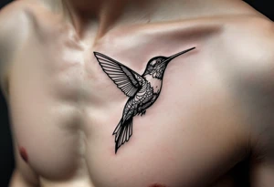 small, manly, minimalist, indigenous, hummingbird in the left side of the chest tattoo idea