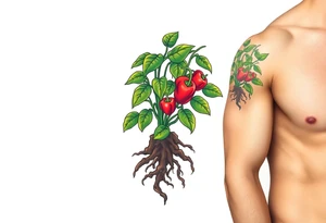 Pepper plant with roots tattoo idea