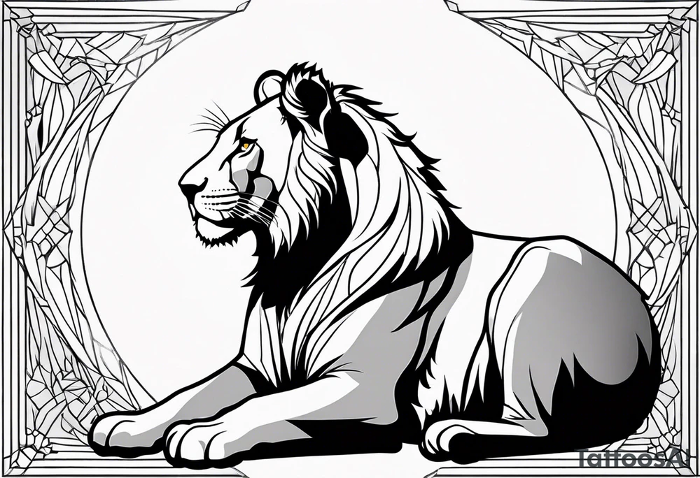 Simba sitting and looking at stars tattoo idea