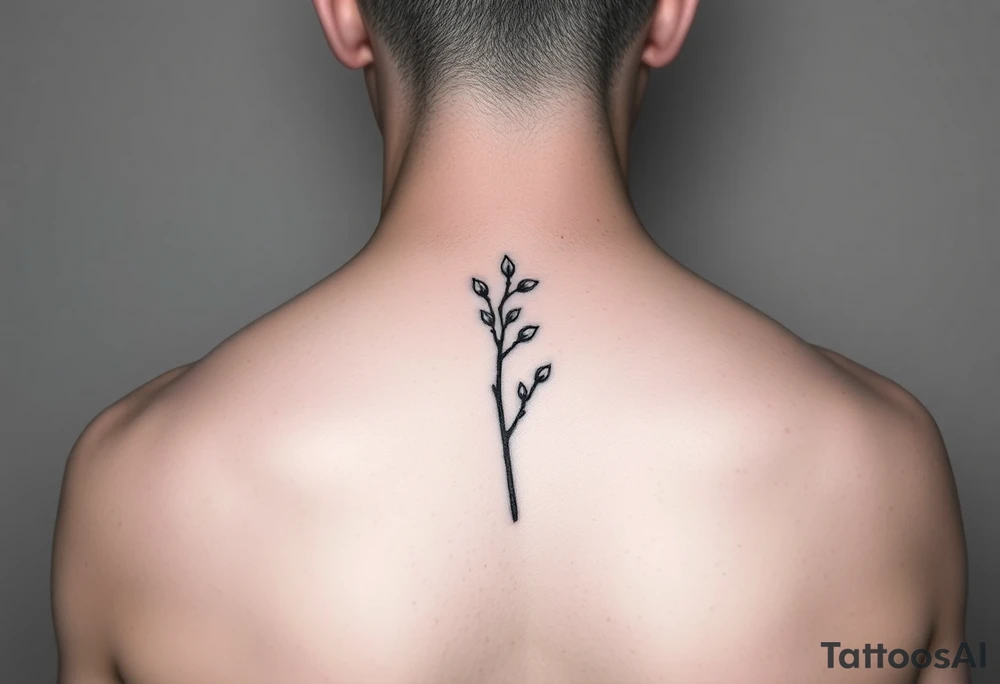 thin simple clean wines with small branch off tattoo idea