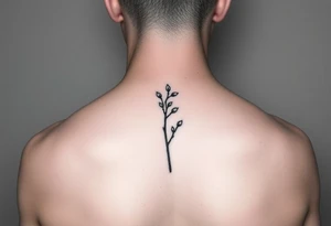 thin simple clean wines with small branch off tattoo idea