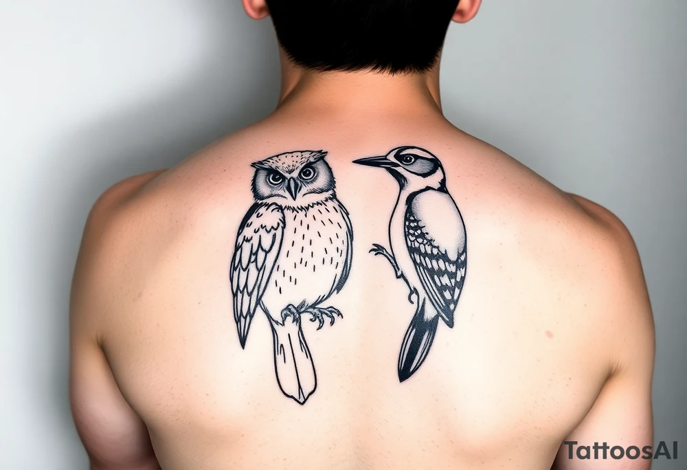 Owl and woody woodpecker tattoo idea