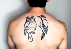 Owl and woody woodpecker tattoo idea