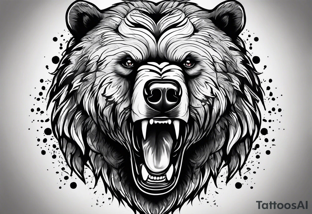 screaming bear 4cmx10cm tattoo idea