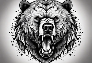 screaming bear 4cmx10cm tattoo idea