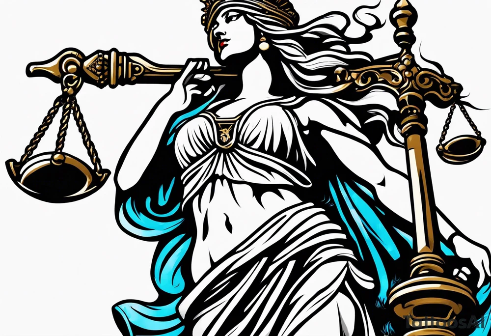 lady justice with a blindfold and blade tattoo idea