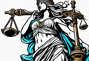 lady justice with a blindfold and blade tattoo idea