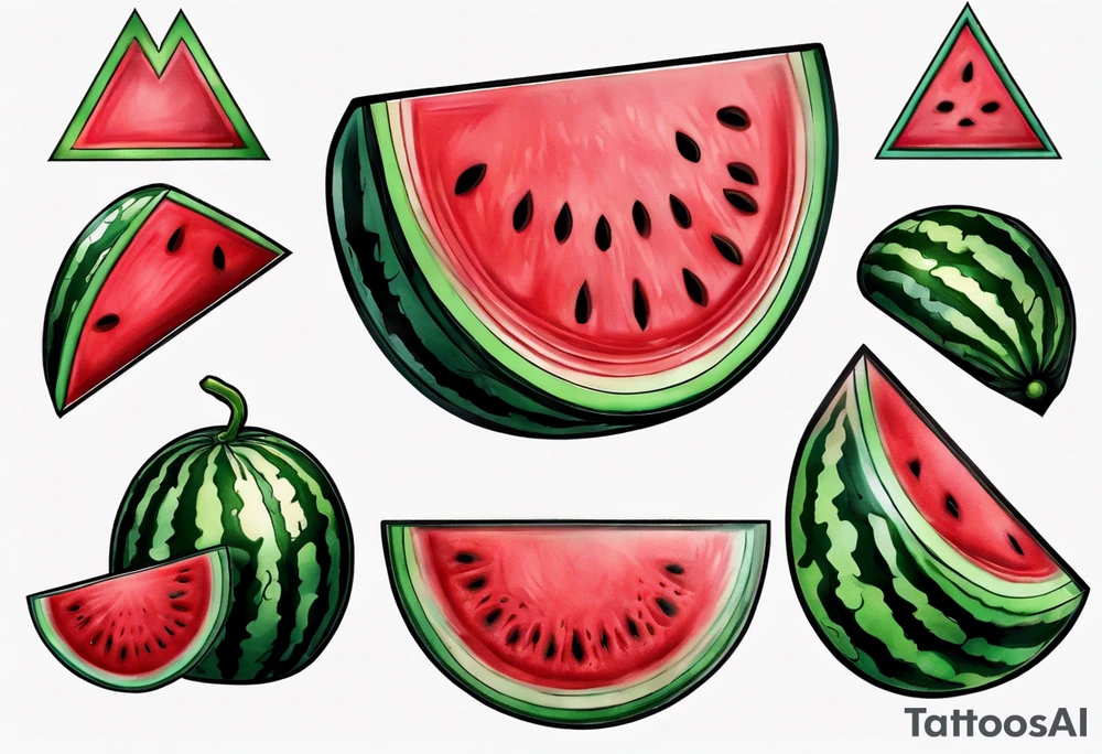 Red triangle watermelon tattoo idea