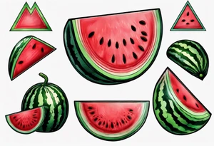Red triangle watermelon tattoo idea