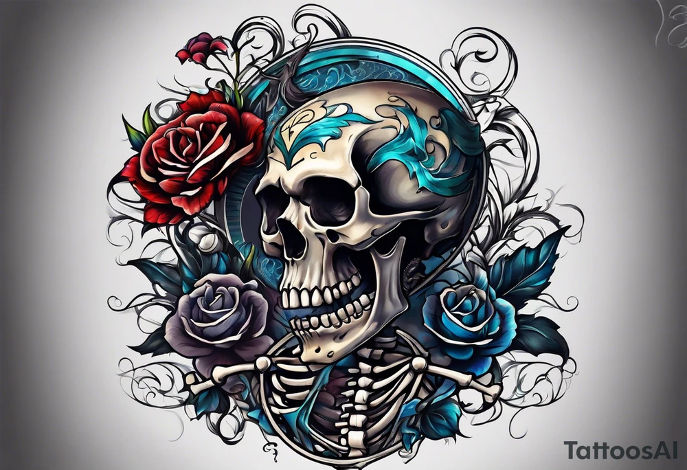 skeleton running from the world tattoo idea