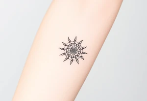 Fibonacci spiral shell sun tattoo idea