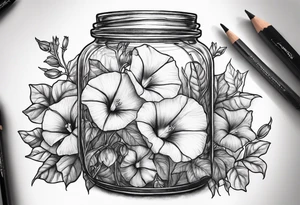 Morning glories in a jar tattoo idea