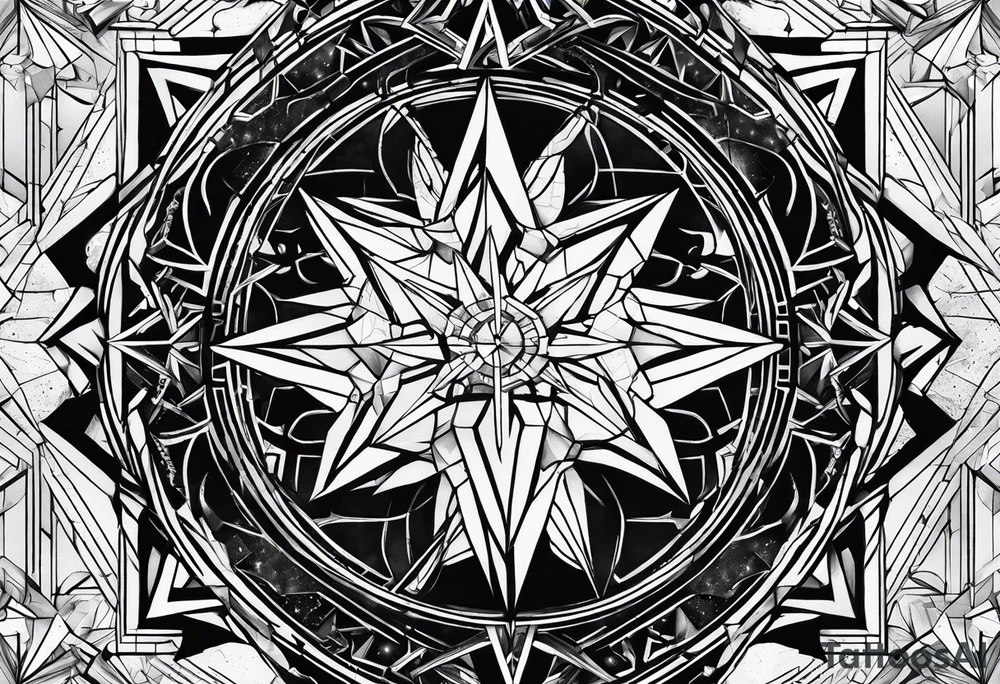 Tesseract and stars tattoo idea