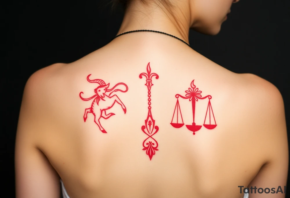 Tattoo that combines the star sign Taurus and Libra ,in red tattoo idea