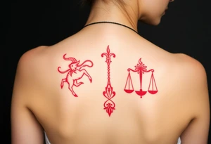 Tattoo that combines the star sign Taurus and Libra ,in red tattoo idea