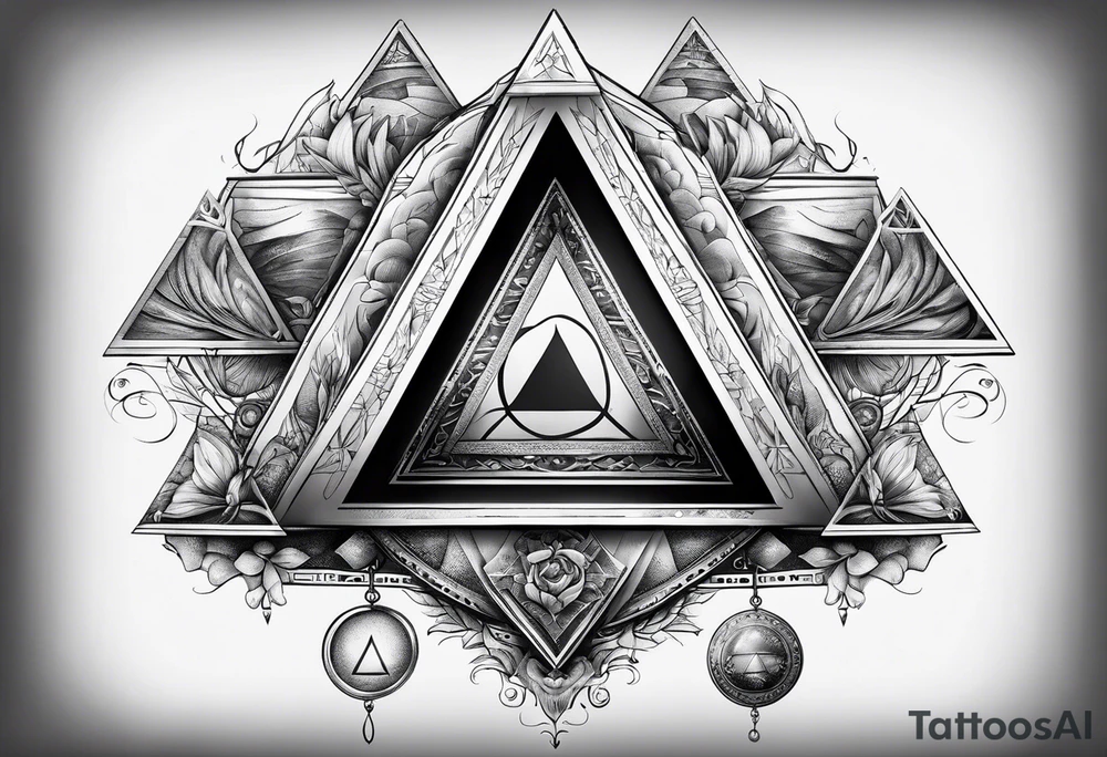 book with triangle portals floating above it tattoo idea