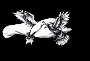 dove and raven fighting tattoo idea