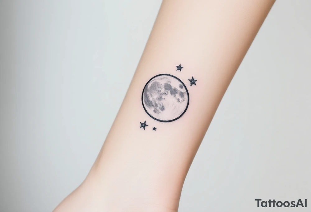 moon with stars tattoo idea