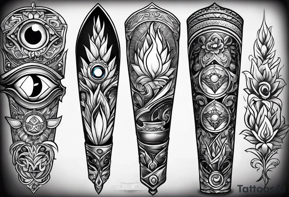 Neotraditional torch with a eye tattoo idea